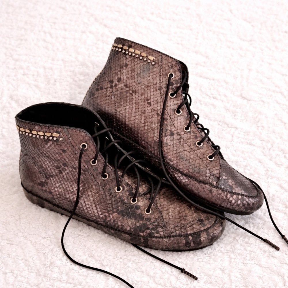 Calleen Cordero Snakeskin Studded High Top Leather Shoes Sz 6 *SALE*